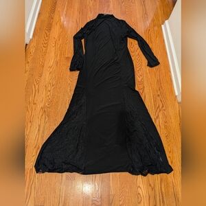 ASOS Black Long-Sleeve Lace-Panel Maxi Dress